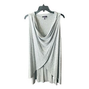 Olivia Sky sleeveless cowl neck 2-way drape or open cardigan SZ M heather gray